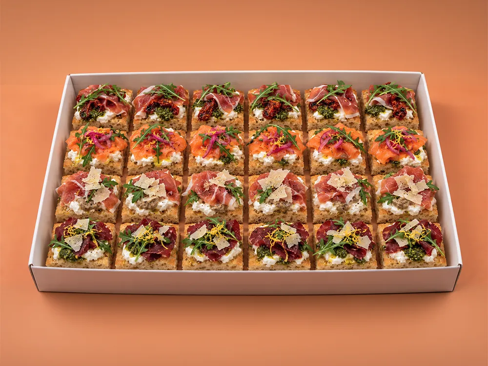 Box de mini focaccias gamme Premium de La Focacc'