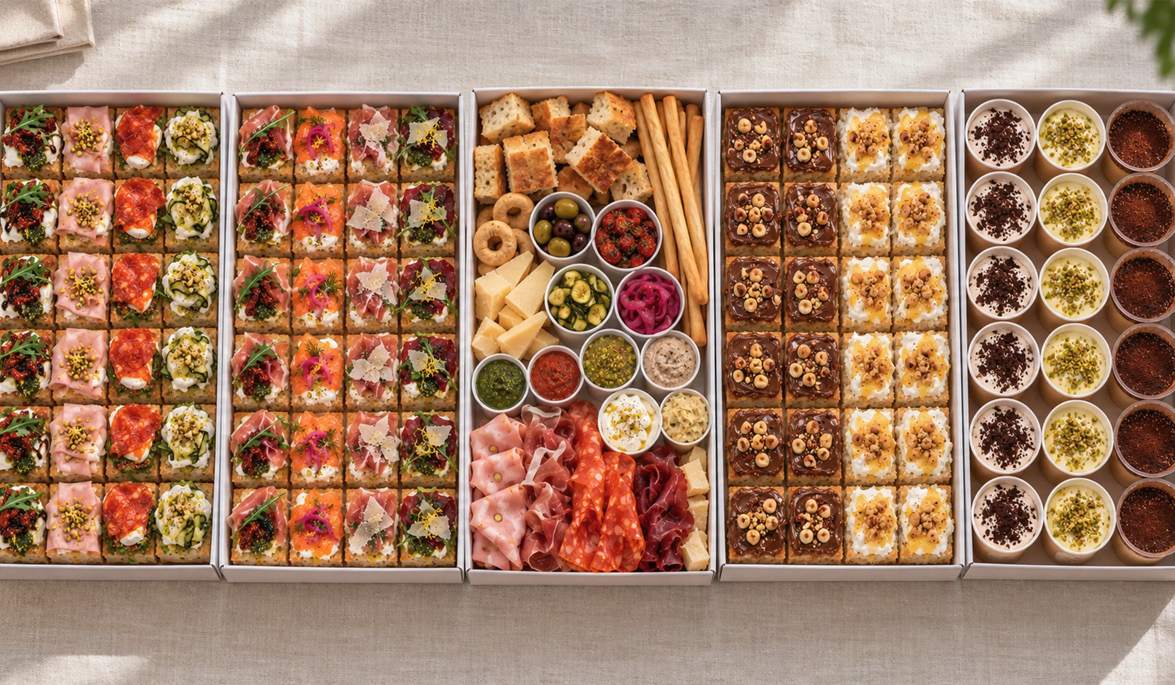 Table dressée avec box apéritives et mini focaccias de La Focacc'